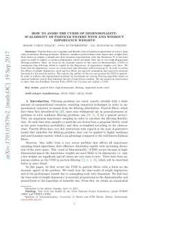 How to avoid the curse of dimensionality: scalability of particle
  filters with and without importance weights