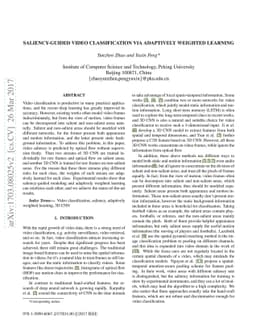 Saliency-guided video classification via adaptively weighted learning
