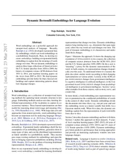 Dynamic Bernoulli Embeddings for Language Evolution