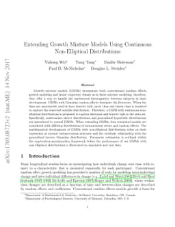 Extending Growth Mixture Models Using Continuous Non-Elliptical
  Distributions