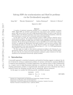Solving SDPs for synchronization and MaxCut problems via the
  Grothendieck inequality