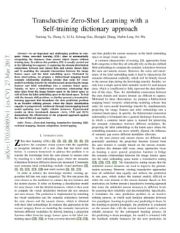 Transductive Zero-Shot Learning with a Self-training dictionary approach