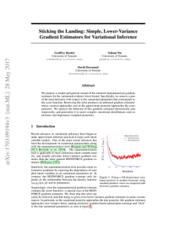 Sticking the Landing: Simple, Lower-Variance Gradient Estimators for
  Variational Inference