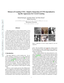 Mixture of Counting CNNs: Adaptive Integration of CNNs Specialized to
  Specific Appearance for Crowd Counting