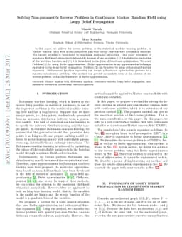 Solving Non-parametric Inverse Problem in Continuous Markov Random Field
  using Loopy Belief Propagation