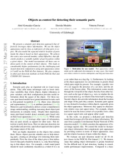 Objects as context for detecting their semantic parts