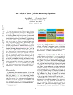 An Analysis of Visual Question Answering Algorithms