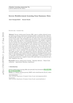 Inverse Reinforcement Learning from Summary Data