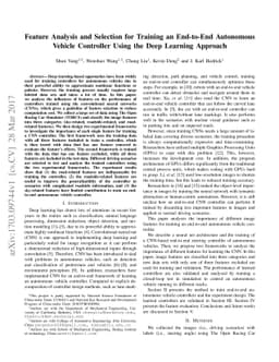 Feature Analysis and Selection for Training an End-to-End Autonomous
  Vehicle Controller Using the Deep Learning Approach