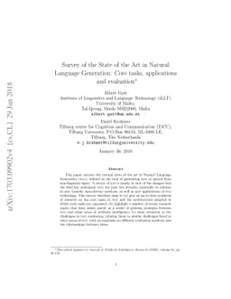 Survey of the State of the Art in Natural Language Generation: Core
  tasks, applications and evaluation