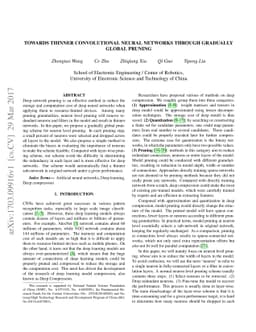 Towards thinner convolutional neural networks through Gradually Global
  Pruning