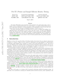 PrivÍT: Private and Sample Efficient Identity Testing