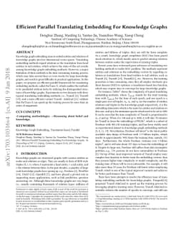 Efficient Parallel Translating Embedding For Knowledge Graphs