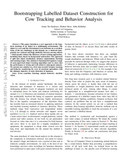 Bootstrapping Labelled Dataset Construction for Cow Tracking and
  Behavior Analysis