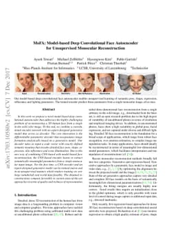 MoFA: Model-based Deep Convolutional Face Autoencoder for Unsupervised
  Monocular Reconstruction
