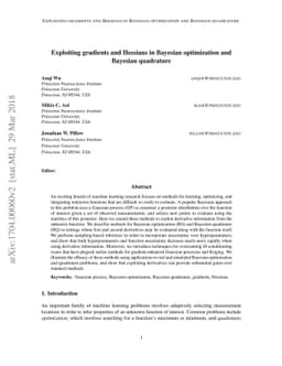 Exploiting gradients and Hessians in Bayesian optimization and Bayesian
  quadrature