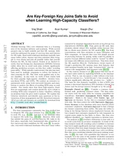 Are Key-Foreign Key Joins Safe to Avoid when Learning High-Capacity
  Classifiers?