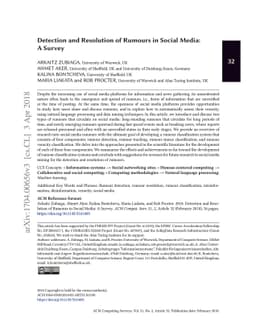 Detection and Resolution of Rumours in Social Media: A Survey