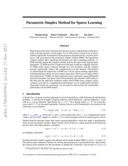 Homotopy Parametric Simplex Method for Sparse Learning