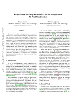 Escape from Cells: Deep Kd-Networks for the Recognition of 3D Point
  Cloud Models