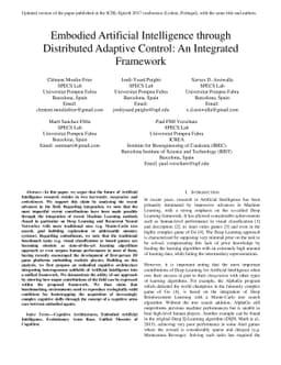 Embodied Artificial Intelligence through Distributed Adaptive Control:
  An Integrated Framework