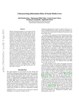 Characterizing Information Diets of Social Media Users