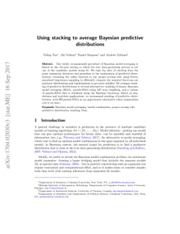 Using stacking to average Bayesian predictive distributions
