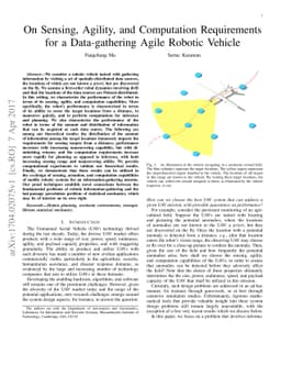 On Sensing, Agility, and Computation Requirements for a Data-gathering
  Agile Robotic Vehicle