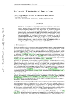 Recurrent Environment Simulators