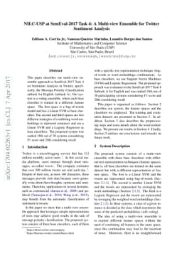 NILC-USP at SemEval-2017 Task 4: A Multi-view Ensemble for Twitter
  Sentiment Analysis