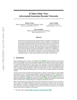 It Takes (Only) Two: Adversarial Generator-Encoder Networks