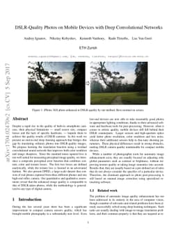 DSLR-Quality Photos on Mobile Devices with Deep Convolutional Networks