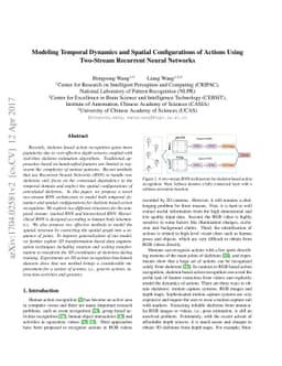 Modeling Temporal Dynamics and Spatial Configurations of Actions Using
  Two-Stream Recurrent Neural Networks