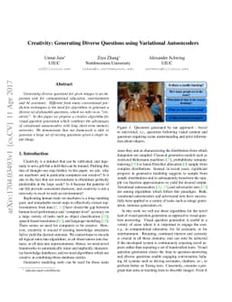 Creativity: Generating Diverse Questions using Variational Autoencoders