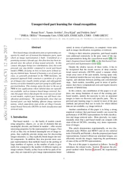 Unsupervised part learning for visual recognition