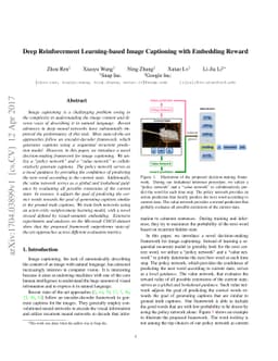 Deep Reinforcement Learning-based Image Captioning with Embedding Reward