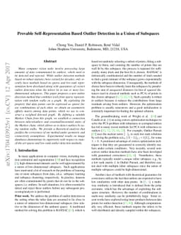 Provable Self-Representation Based Outlier Detection in a Union of
  Subspaces