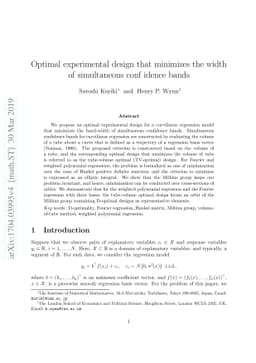 Optimal experimental design that minimizes the width of simultaneous
  confidence bands