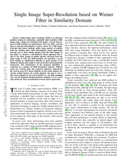 Single Image Super-Resolution based on Wiener Filter in Similarity
  Domain