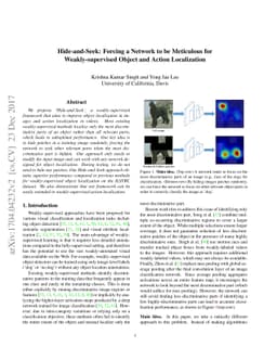 Hide-and-Seek: Forcing a Network to be Meticulous for Weakly-supervised
  Object and Action Localization