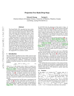 Projection Free Rank-Drop Steps