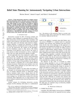 Belief State Planning for Autonomously Navigating Urban Intersections