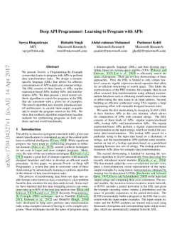 Deep API Programmer: Learning to Program with APIs