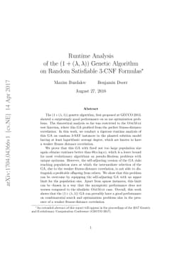 Runtime Analysis of the $(1+(λ,λ))$ Genetic Algorithm on
  Random Satisfiable 3-CNF Formulas