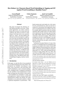How Robust Are Character-Based Word Embeddings in Tagging and MT Against
  Wrod Scramlbing or Randdm Nouse?