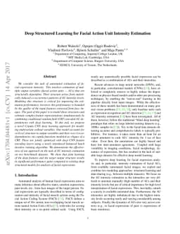 Deep Structured Learning for Facial Action Unit Intensity Estimation