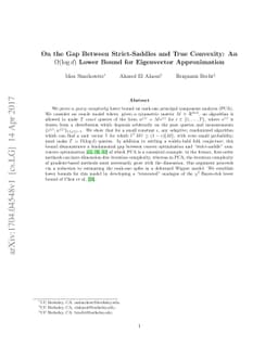 On the Gap Between Strict-Saddles and True Convexity: An Omega(log d)
  Lower Bound for Eigenvector Approximation