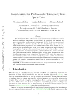Deep Learning for Photoacoustic Tomography from Sparse Data