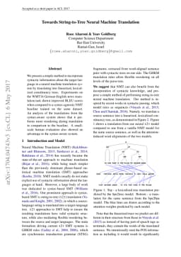 Towards String-to-Tree Neural Machine Translation