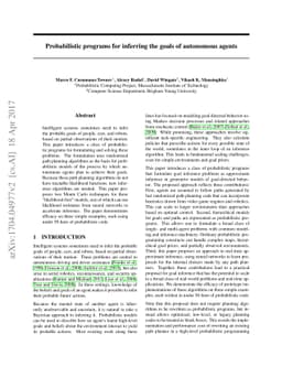 Probabilistic programs for inferring the goals of autonomous agents